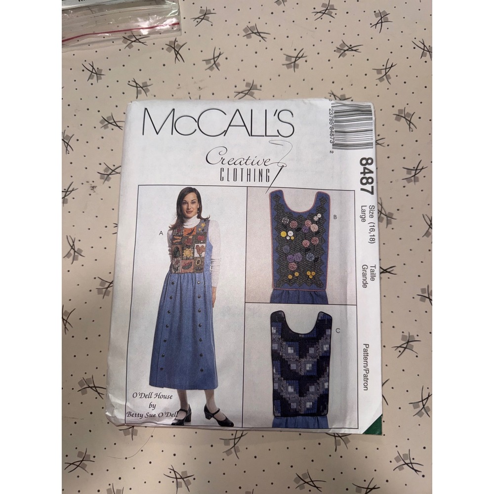 McCalls 8487 Creative Clothing Jumper Detachable Bib Pattern Large 16 18 Vintage